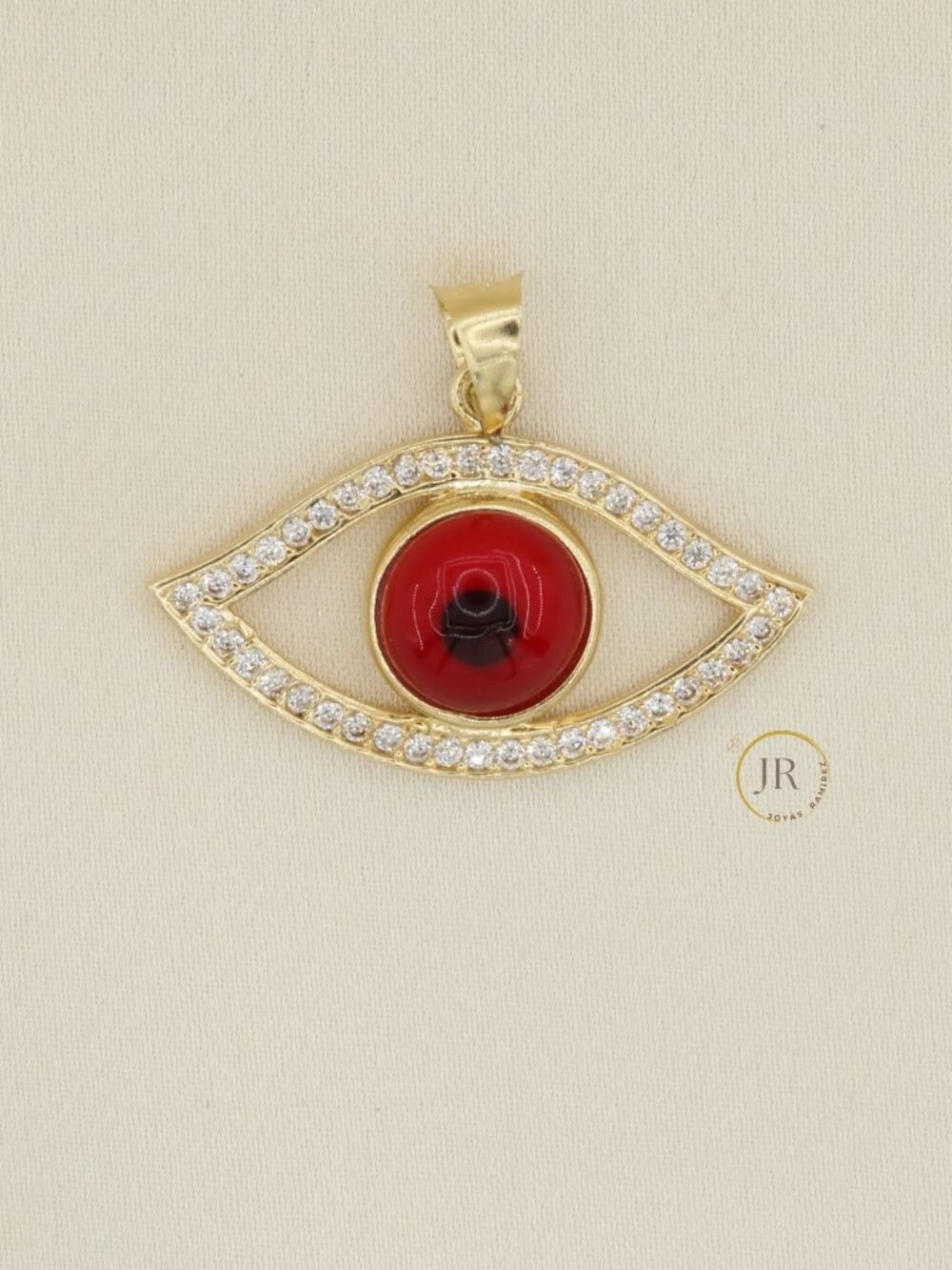Red Evil Eye Pendant • 14K Solid Yellow Gold • Protection Jewelry